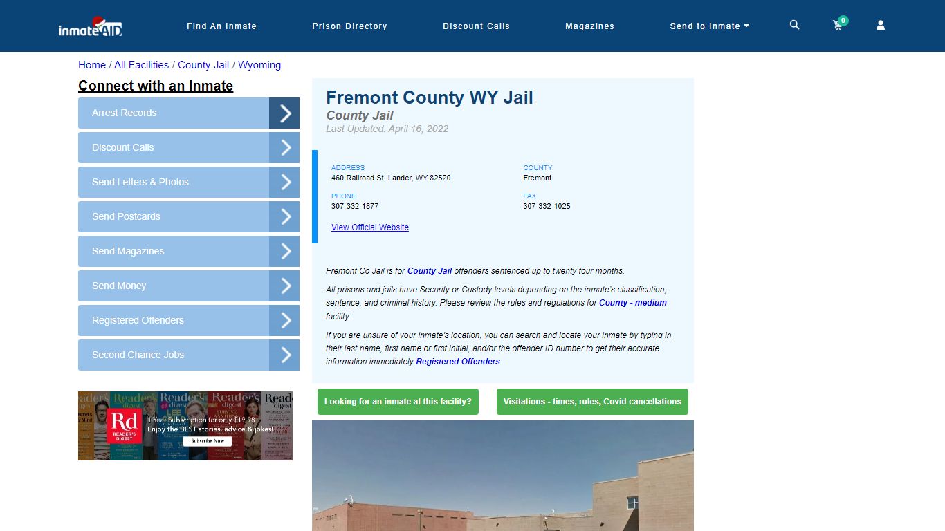 Fremont County WY Jail - Inmate Locator - Lander, WY